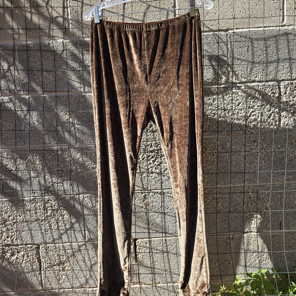 April Cornell Brown Crushed Velvet Leggings